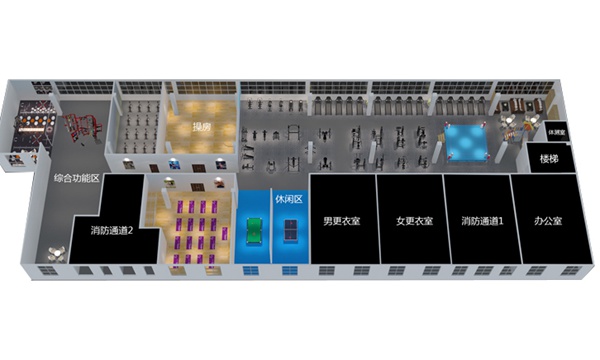 2000平方健身房配置方案-广西舒华体育健身器材有限公司